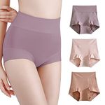 woooyea C Section Underwear Postpartum Full Coverage Cotton Briefs 3 PACK, Purple+pink+tan (Full Coverage), 9