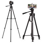 AGARO Adjustable Camera Tripod Stand with Mobile Phones Clip & Camera Holder, Supports Up to 3 Kgs, 66 inches (167 cm) Tall