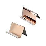 Enyuwlcm Metal Business Card Holder for Desk Business Card Display for Office Tabletop Counter Organizer (Wine and Gold, 2 Packs)