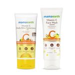 Mamaearth Vitamin C Glow Getter Duo | Vitamin C Face Wash (100ml) & Vitamin C Daily Glow Sunscreen (80g) | Brightens Skin | Gives SPF 50 & PA++++ Protection | Revives Natural Glow