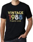 Ultrabasic Men's Graphic T-Shirt Original Parts 1988 36th Birthday Anniversary 36 Year Old Gift 1988 Vintage Eco-Friendly Short Sleeve Novelty Tee Deep Black 4XL