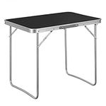 WOLTU Portable Folding Camping Table, Lightweight Aluminum Picnic Table with Handle, Fold Up Garden Table for Outdoor Beach BBQ, 70 x 50 x 60 cm, Black, CPT8135sz