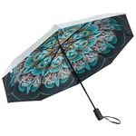 G4Free UPF 50+ UV Protection Travel Umbrella 46 Inch Windproof Silver Coating Sun Blocking Umbrella (Peacock/Silver)