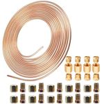 AXILYZE Brake Pipe Copper Coated Tubing 32.8Ft. of 3/16" Automotive Replacement Brake Pipe Kit with 20 Nuts Fittings and 12 PCS Brake Pipe Fittings Assortment for 3/16 Inch Brake Pipe Tube