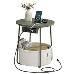 VASAGLE Side Table with Charging St