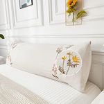 Beige Flower Body Pillow Cover 20x54 Body Pillow Covers Embroidery Flower Body Pillow Cover Girls Women Pink Yellow Spring Flower Body Pillow Case Covers for Room Decor