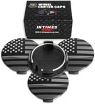 InTimesAuto 57MM 2.25 Inch Wheel Center Caps for Rivian Tesla 600587900A Rim Wheel Center Hub Caps, Pack of 4 Gloss Black with American Flag