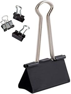 D.RECT | Lot de 12 Pinces à documents | 51 mm | Boîte de Pinces à papier multi-fonctions | Binder Clips | Papier Métal Pince a Dessin pour Notes | Papier à lettre | Clip Fournitures de bureau | Noir