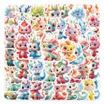 60 PCS Cartoon Rainbow Dragon Water Bottle Stickers Pack Waterproof Cute Chinese Dragon Sticker Bulk for Laptop Skateboard Classroom Rewards, Car Decals for Dragon Fans Adults Teen Boys Girls and Kids