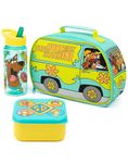 Scooby-Doo! Lunch Box Mystery Machine Lunch Bag Bottle and Snack Pot Set for Kids | Blue Green Character Tupperware | TV Show Movie Merchandise