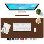 TOWWI PU Leather Desk Pad with Suede Base, Multi-Color Non-Slip Mouse Pad, 24” x 14” Waterproof Desk Writing Mat, Large Desk Blotter Protector (Brown)