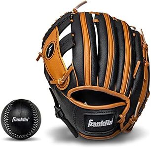 Franklin Sports Kids Baseball Gloves - RTP Youth Teeball Glove + Ball Set Boys Girls Mitt Toddlers Left Hand Throw 9.5" Tan