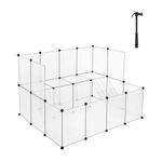 SONGMICS Guinea Pig Playpen with Dense Ramp, Indoor Rabbit Run Hutch Cage, Large Exercise Enclosure with Stairs, DIY Plastic Modular Fence for Hamster, Pet, Small Animals, White ULPC004W01