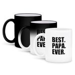 3dRose Best Papa Ever-Gifts for Dads-Father Nicknames-Black Text, Magic Transforming Mug, 11-Oz