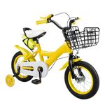 soudesileim 12 Inch Kids Bike With Training Wheels For 85-105cm Boys Girls, Kids Bike With Thickened And Widened Tyres, Strong Stability, Gift (Yellow)