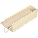 Creative Deco Unpainted Wooden Wine Box with Rope | 1 Bottle | 35.1x11x10cm | Natural Wood Wine Holder Wine Bottle Gift Box Christmas Xmas Storage Chest | Presentation Box