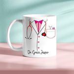 Personalized Doctor Coat design with Your Customize Name Ceramic Coffee Mug (330ml). For Doctors, Surgeons, Medico, Dr. & Medical Students. Best Gifts for Birthdays, Graduation, and Special Occasions.