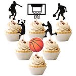 ZHUOWEISM 24 PCS Basketball Cupcake Toppers NBA Star Sports Fan Basketball Backboard Cupcake Picks Baby Shower Basketball Players Sports Theme Birthday Party Cake Decorations Supplies