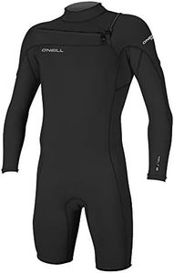 O'Neill Mens Hammer 2mm Long Sleeve Chest Zip Shorty Wetsuit - Black - Easy Stretch Breathable - Double super seal neck - Wetsuit Size - XL