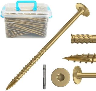 Goowoobee 8Inch Heavy Duty Outdoor Wood Screws,Carbon Steel Rustproof Deck Screws,200Pcs Star Driven Construction Screws,No Pre-Drilling Required,for Woodworking Construction Projects,T30 Drill Bit