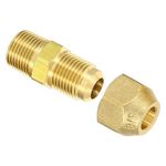 PATIKIL G3/8 Male x 3/8" Male Union Brass Tube Coupler, Pipe Flare Fitting for Gas Air Conditioning Pipe Connection Pipe Extension