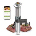 WiFi Sous Vide 1100W: KitchenBoss Ultra-quiet Sous-vide Cooker Built-in LCD Recipes IPX7 Waterproof, Magnetic Knob Immersion Circulator Accurate Temperature APP Control (G320PS Silver)