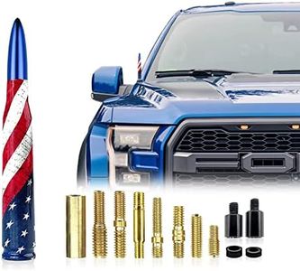 Ajxn 1 PC Car Truck Bullet Antenna, American Flag Design Antenna Mast, Compatible with F150 F250 F350 Super Chevrolet Duty Raptor Dodge Ram 1500 2500 3500 Anti Theft Antenna (American Flag Blue)