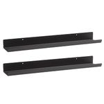 OrganizeMee Metal Floating Wall Shelf Rack,For decoration of wall Living Room, Bedroom & Kitchen,Rack for Showpieces,Study Books Mounting & Organizing Display Decorative Items[63CmX13.8CM] BLACK,QTY:2