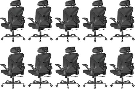 Keratee Ergonomic Office Chair Set of 10 with Adjustable Lumbar Support and Headrest, Mesh Home Office Desk Chair with Wheels and Flip-up Arms, Black