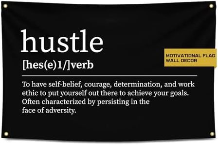 Gold Trident Hustle Flag Banner - Symbol of Determination, Work Ethic & Persistence to Inspire You in Your Gym or Dorm - Fuel Your Perseverance & Stay Motivated - Achieve Your Goals - 3x5 Feet