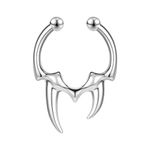 ZS 1PC Fake Septum Nose Ring Hoop, Non Pierced Nose Cuffs Faux Clicker Hanger, Nose Septum Ring Clip On Body Piercing Jewelry for Men Women, Stainless Steel, no gemstone