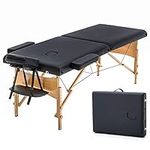 BestMassage Portable 84 Inches Long 28 Inchs Wide Hight Adjustable Table 2 Folding Massage Spa Facial Cradle Salon Bed W/Carry Case, 1 Count (Pack of 1), Black