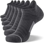 FITRELL 6 Pack Men's Ankle Running Socks Low Cut Cushioned Athletic Sports Socks, Shoe Size 7-9, Dark Gray+Gray