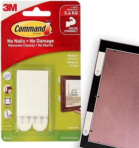 Command Picture Hanging Strips, Medium, White, 4-Pairs (17201-4PK-ES)