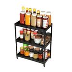 DECOWORLD || 3 Tier Multipurpose Countertop Organizer Rack || Multishelf Storage Stand for Kitchen, Bathroom or Dressing table|| Spice Rack,Cosmetics Organizer or Bathroom Organizer (Black)