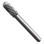 HAUTMEC Pro Ball Nosed Cylinder Tungsten Rotary File Carbide Burr Double Cut (Metal Grinding Polishing Carving Tool Drill Bits) 1/4 in Shank Diameter for Die Grinder Kits HT0199-MC