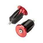 1 Pair Bike Handlebar End , Aluminum Alloy Bike Bicycle Handlebar Handle Grip Bar End Plug Parts(Red)