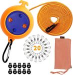 Portable Travel Clothesline Cord, Adjustable 26ft Camping Clothes line, Laundry Drying Rope for Hotel Trip, Camping,Cruise,Outdoor,Indoor, with 10Pcs Stoppers 20Pcs Windproof Clothespins