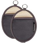 Cuisinart Silicone Oval Pot Holders and Oven Mitts - Heat Resistant, Handle Hot Oven/Cooking Items Safely - Soft Insulated Pockets, Non-Slip Grip and Convenient Hanging Loop - Grey, 2pk