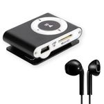 Drumstone 𝟏𝟓 𝐘𝐄𝐀𝐑𝐒 𝐖𝐀𝐑𝐑𝐀𝐍𝐓𝐘 Lightweight & Portable Mini Pocket MP3 Music Player with Earphones, Lossless Sound Sports Back Clip MP3, Expandable Storage, Long Battery Life 𝗕𝗹𝗮𝗰𝗸