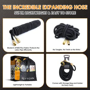 KETTOYA 150FT Expandable Garden Hose – 10-Pattern Nozzle, Leak-Proof, Kink-Free