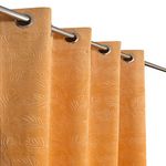 Altica Decor Velvet Curtains | Emboz Panels for Home and Office Decor | Eyelet Grommet Curtains for Living Room Kitchen Hall (Long Door - 4 x 9 Feet, Gold Leaves Texture)