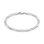 LeCalla Solid 925 Sterling Silver Unisex Figaro Chain Bracelet | BIS Hallmarked Italian 4mm Diamond-Cut Figaro Link Chain Bracelets for Men 8.5 Inches