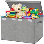 VERONLY Large Toy Box Chest with Lid, Collapsible Sturdy Toy Storage Organizer Boxes Bins Baskets for Kids, Boys, Girls, Nursery, Playroom, 24.5"x13" x16" (Linen Grey)