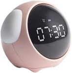 Chesoon Kids Alarm Clock Children's Sleep Trainer Cute Digital Voice-Activated Night Light Temperature Detect Snooze Function USB Rechargeable for Bedrooms Pink