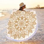 Zeronal Beach Towel Round Roundie Mandala Tapestry Beach Tapestry Picnic Blanket Yoga Mat Table Cloth Hippie Bohemian Decor Ultra Soft Super Water Absorbent 59 inch