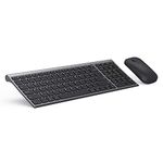 seenda Ultra Slim Thin Rechargeable Wireless Keyboard and Mouse Combo with Long Battery Life, Quiet Click, Easy Set-Up for Windows (Space Grey)