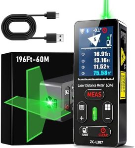 ZHOUCE ZC-L387 Laser Measurement Tool 196Ft/60m Green Laser Distance Meter with Horizontal Crosshair,Backlit LCD Screen and Voice Prompt Length/Area/Volume (M/FT/Inch) Home/Indoor-Outdoor Professional
