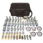 XZT 60C Hydraulic Pressure Test Coupling Kit,Pressure gauges Set,Test Hose,BSPP ORFS JIC Hydraulic Swivel Run tees Set for USA Japanese European Brand Excavator Construction Machinery