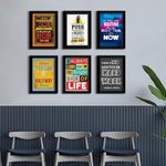 PAPER PLANE DESIGN Motivational Quotes Framed Posters - Inspirational Frames Abstract Wall Art Paintings For Home, Living Room Office Wall Décor. (Set of 6)